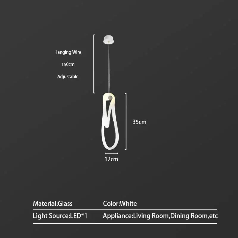 White glass pendant light with sleek modern design featuring elegant led glass bulb for dining room chandelier