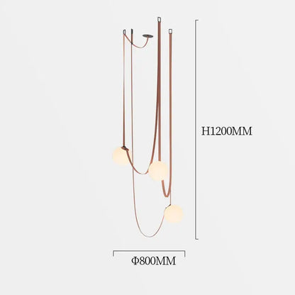 A modern minimalist copper-toned pendant light with three frosted glass ball shades for dining room decorbites glass ball