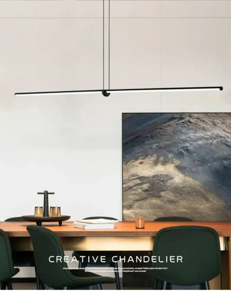 Modern minimalist geometric chandelier black linear pendant light with sleek design for dining room decorbites geometric chandelier