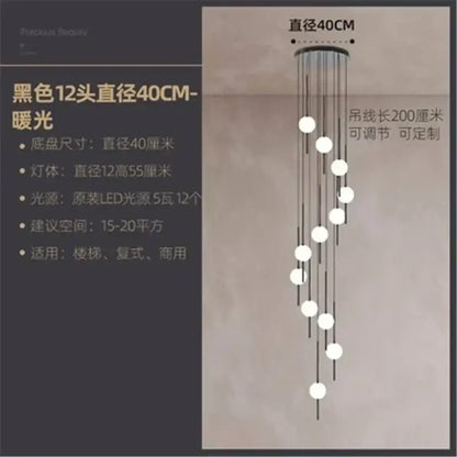 Black 12-head modern minimalist glass ball led ceiling chandelier with warm white leds and adjustable chains for dining room decorbites glass ball