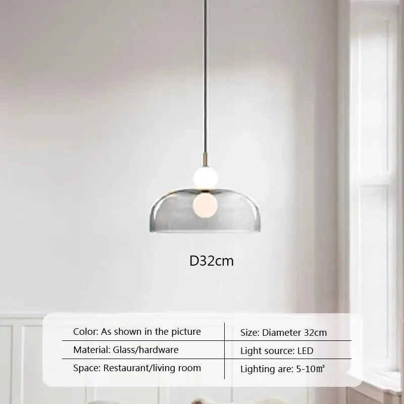 Modern minimalist pendant light with clear glass ball dome and two white led bulbs for living room decorbites glass ball