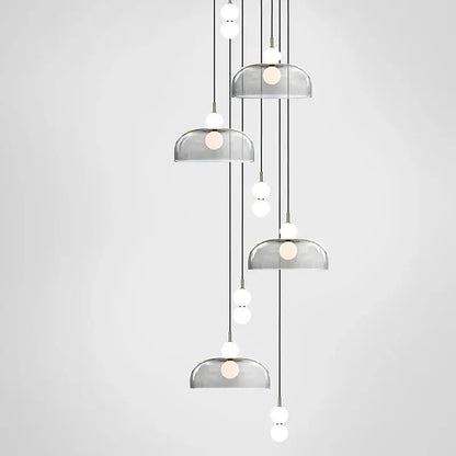 Modern minimalist pendant light with translucent gray glass ball domes and white bulbs for living room decorbites glass ball