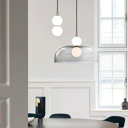 Modern minimalist glass ball pendant light with frosted glass spheres and transparent dome shade for living room decorbites glass ball pendant