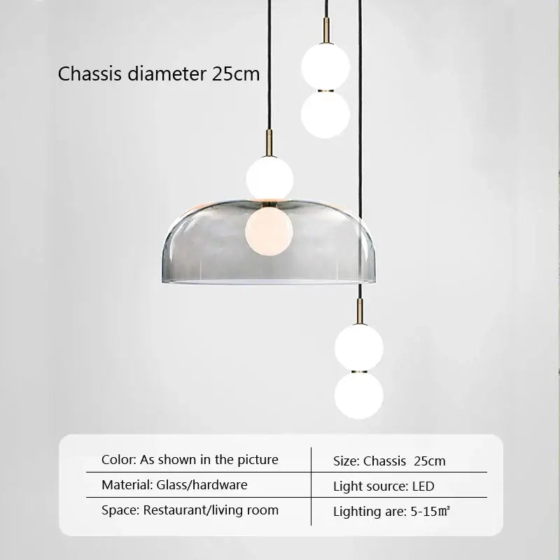 Modern minimalist glass ball pendant light with semi-transparent dome and three bulbs suspended by black cords for living room decorbites glass ball pendant