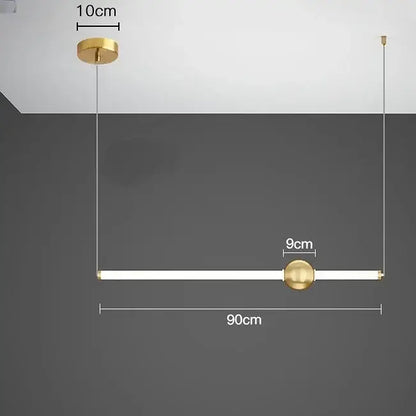 Gold-toned modern minimalist glass rod pendant light with sleek white cylindrical body and polished brass accents for living room