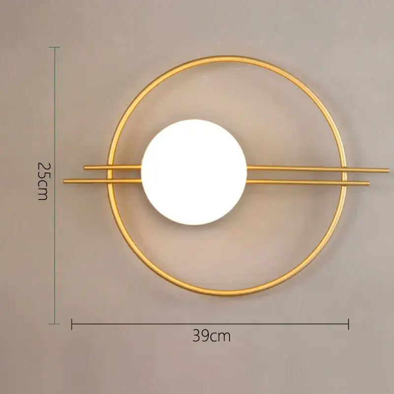 Modern minimalist gold and black glass gold led wall lamp with gold-toned circular sconce and horizontal bars for bedroom decorbites wall lamp