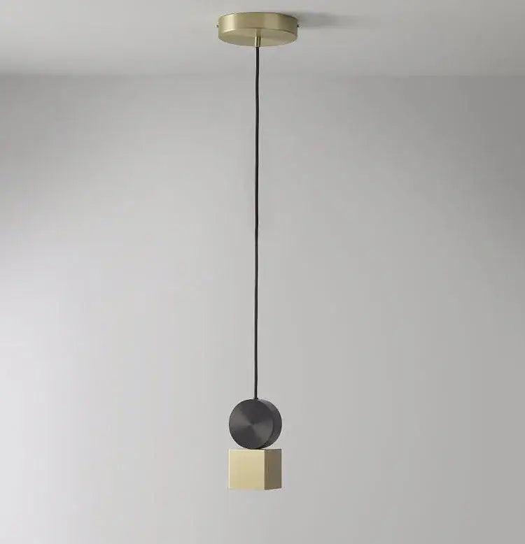 Modern minimalist gold and black led pendant light with brass mount and geometric shades for dining room decorbites golden led