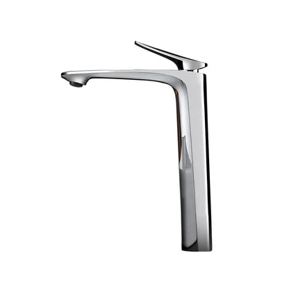 Modern chrome-finished high basin mixer bathroom faucet with sleek minimalist design for cold water use