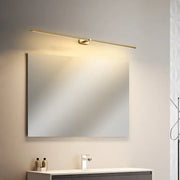 Modern minimalist gold led mirror light bathroom wall fixture with sleek linear design and gold-toned finish