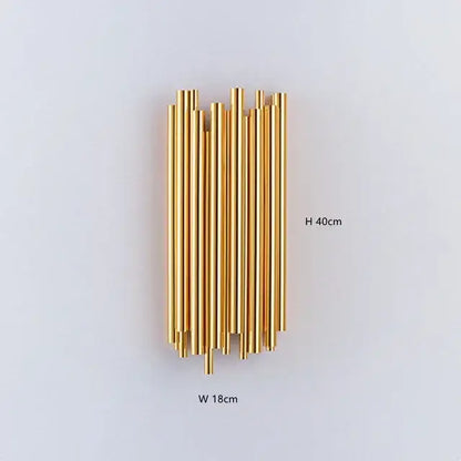Modern minimalist gold stainless steel chandelier with vertical rods wall art for living room decorbites gold stainless design