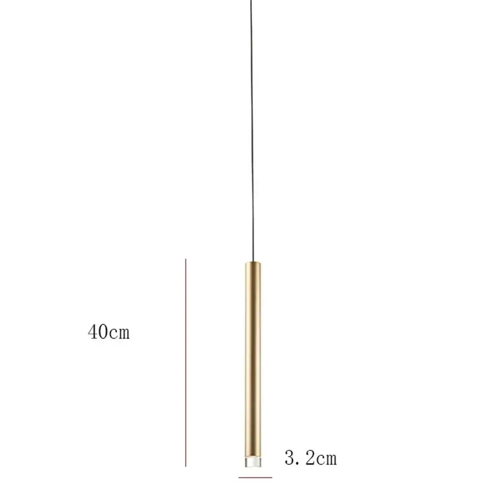 A sleek 40cm cylindrical pendant light with brushed gold finish and clear glass base for kitchen dining room decorbites gold tube