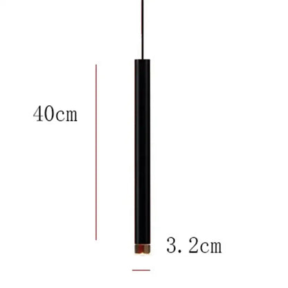 Black cylindrical pendant light with matte finish and gold-toned base 40cm for modern minimalist decorbites gold tube led