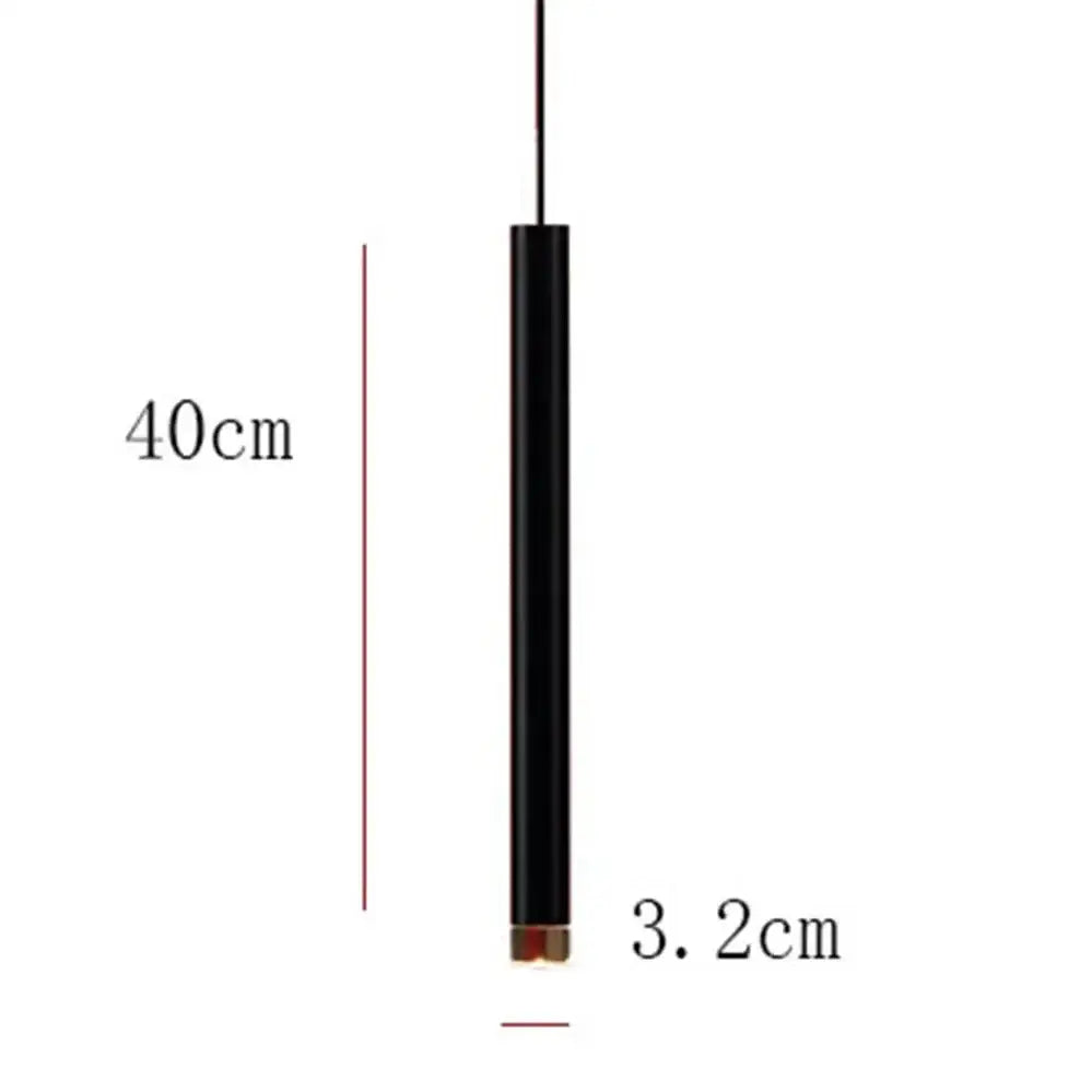 Black cylindrical pendant light with matte finish and gold-toned base 40cm for modern minimalist decorbites gold tube led
