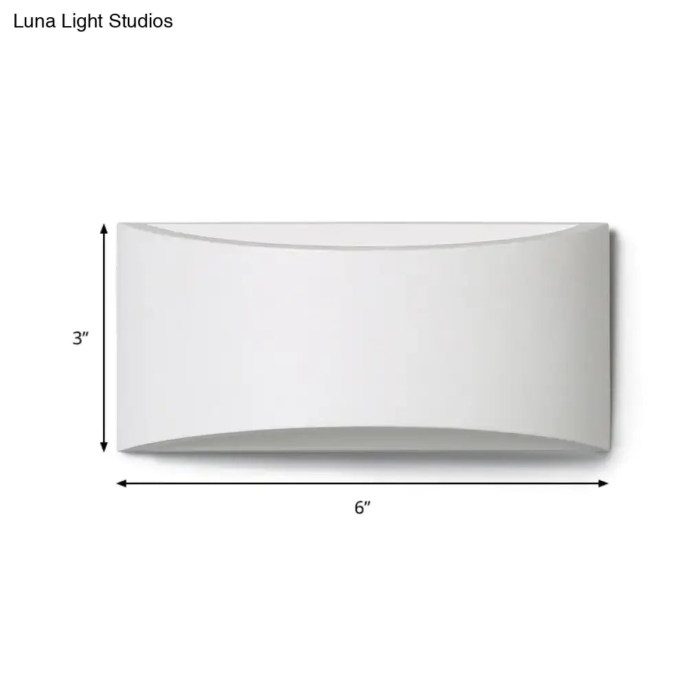 White sleek rectangular wall sconce with curved edges modern minimalist gray curved wall sconce bedroom led light