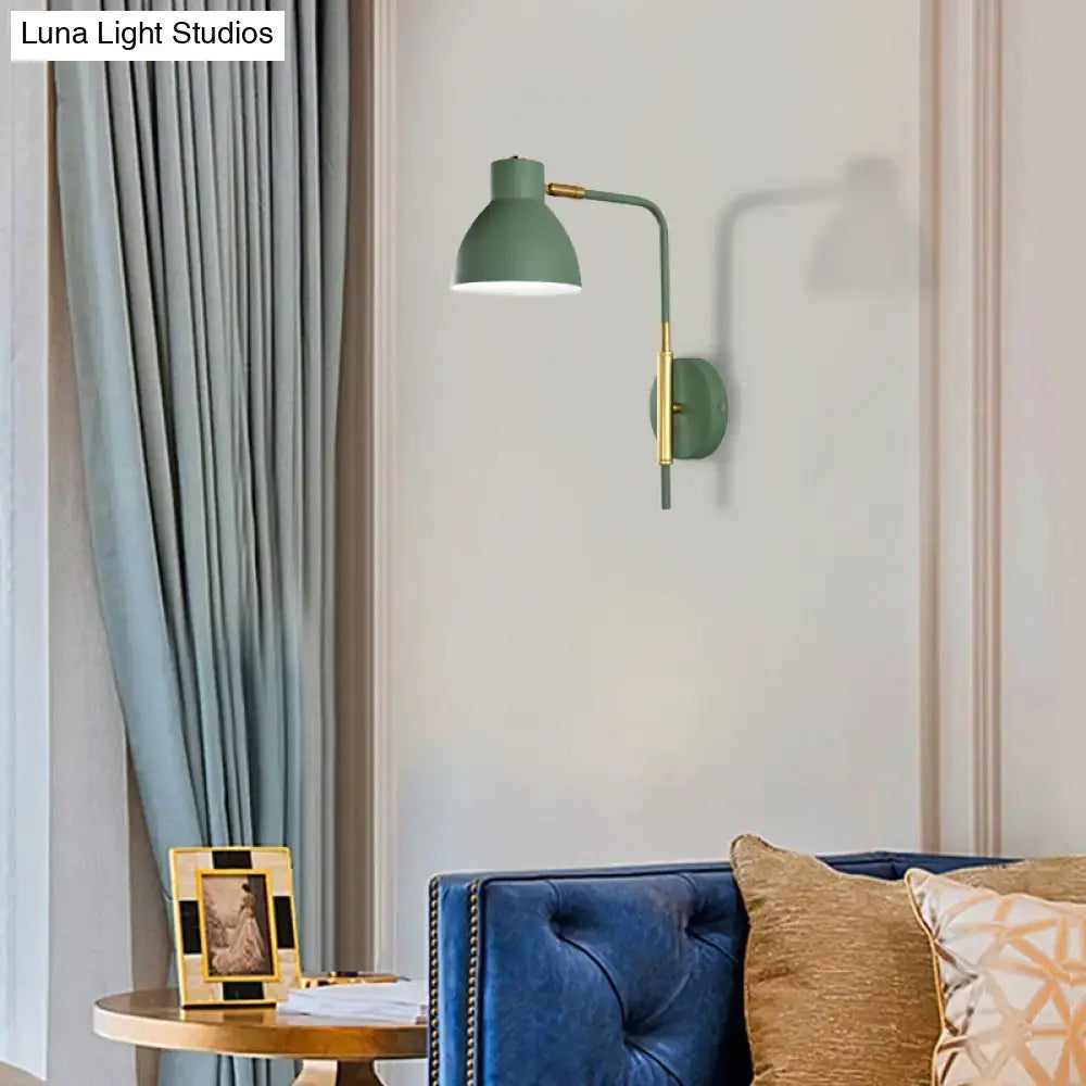 Modern minimalist sage green wall sconce with brass accents for e26 e27 bulb bedroom lighting with gold rod
