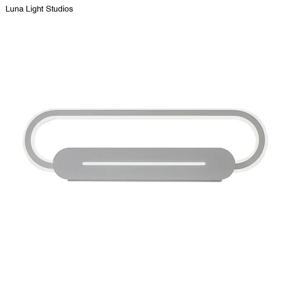 Modern minimalist gray oval led wall sconce with sleek matte finish and acrylic oval led design for bedroom lighting