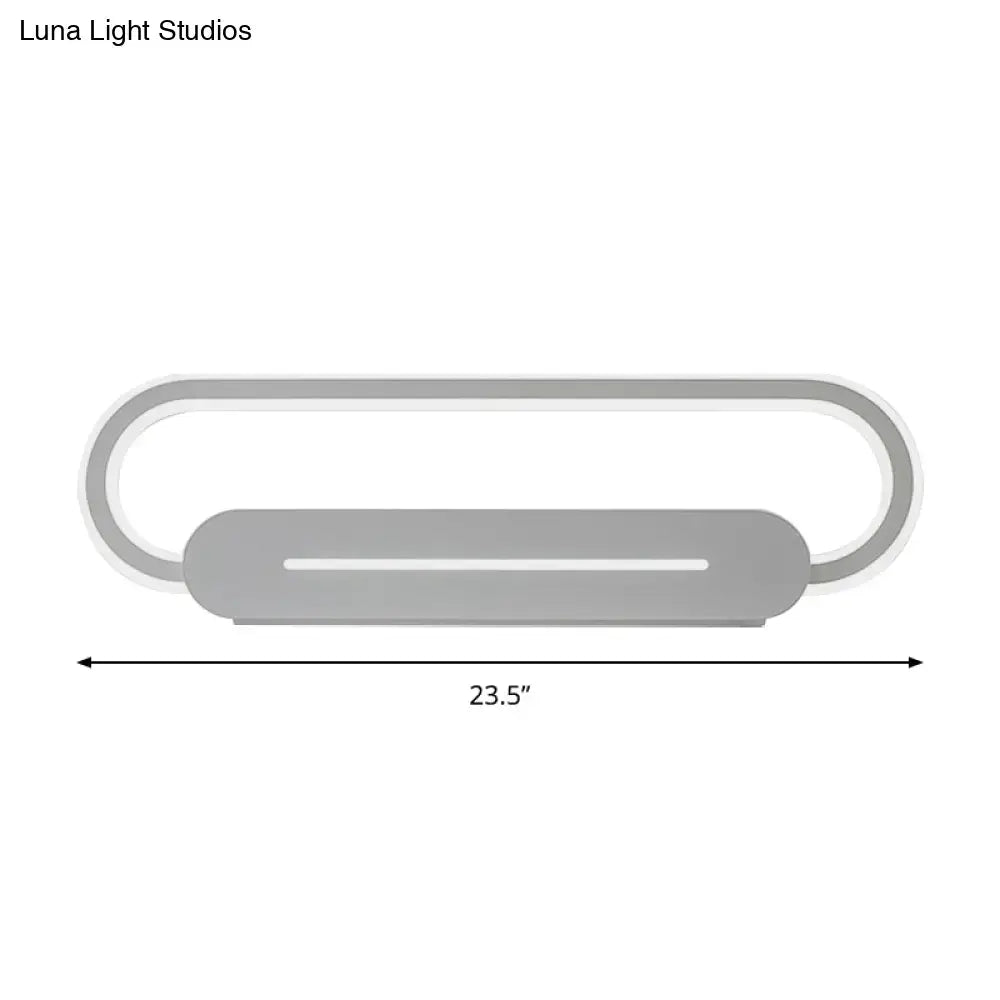 Modern minimalist gray oval led wall sconce with a sleek acrylic oval led design for bedroom lighting
