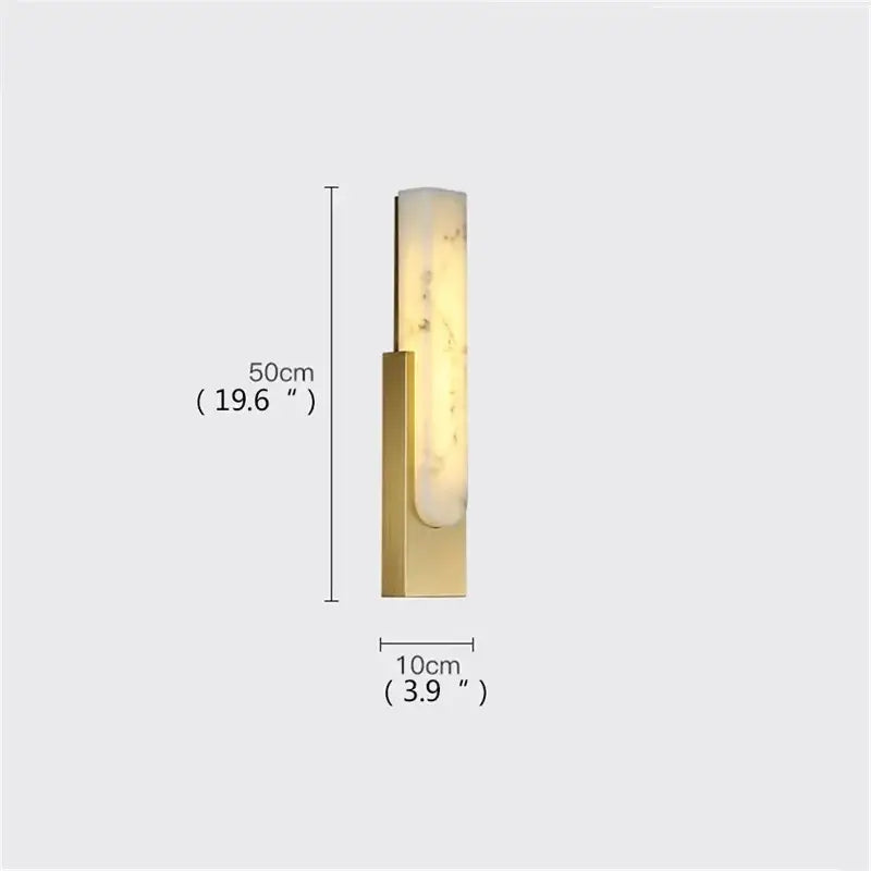 Modern minimalist grey metal wall sconce with gold tone and marble patterned translucent cylindrical shade for bedroom decorbites grey metal