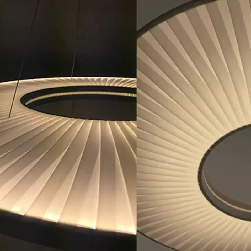 Modern minimalist dix iris pendant light with sleek ribbed design and warm ambient glow for dining room decor