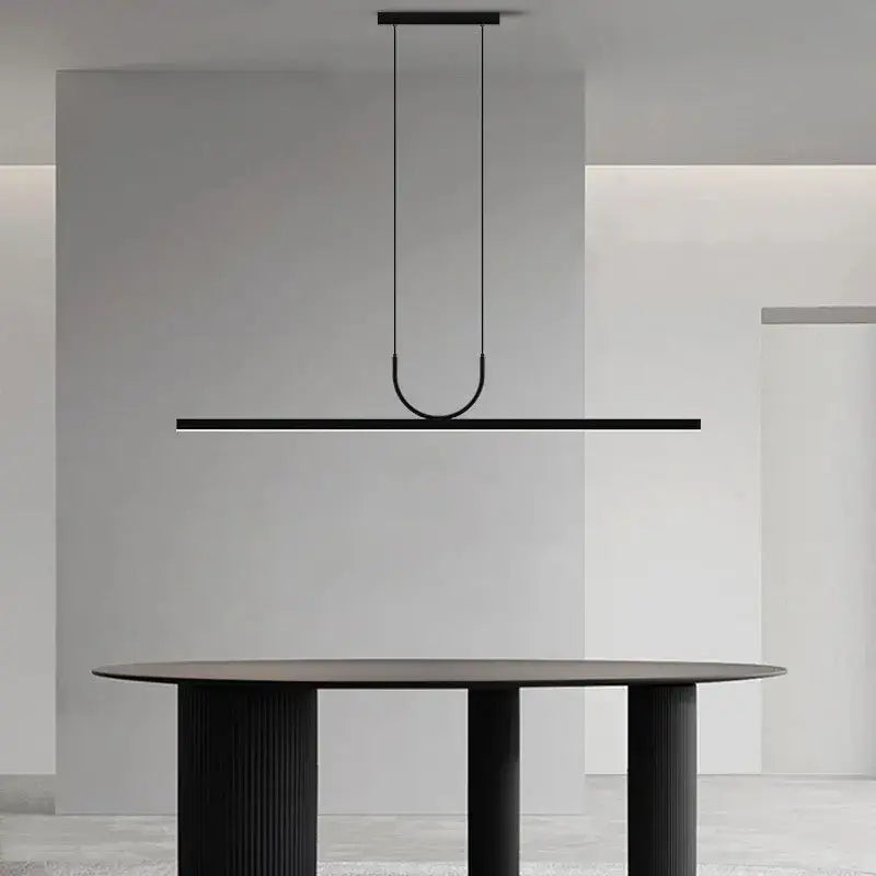Black ceiling chandelier with minimalist modern design and thin cables for dining room led black ceiling decorbites light