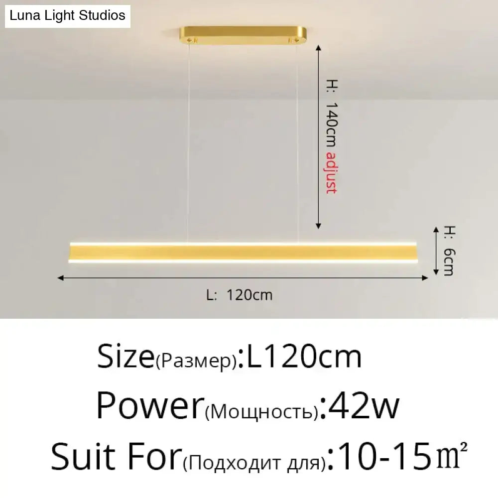 Gold-finished rectangular salix v pendant light with adjustable height and modern minimalist led design for dining room