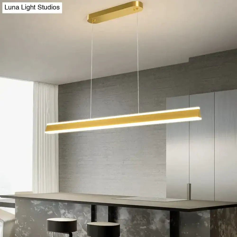 Gold-finished rectangular salix v pendant light with modern minimalist led design for dining room illumination