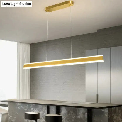 Gold-finished rectangular salix v pendant light with modern minimalist led design for dining room illumination
