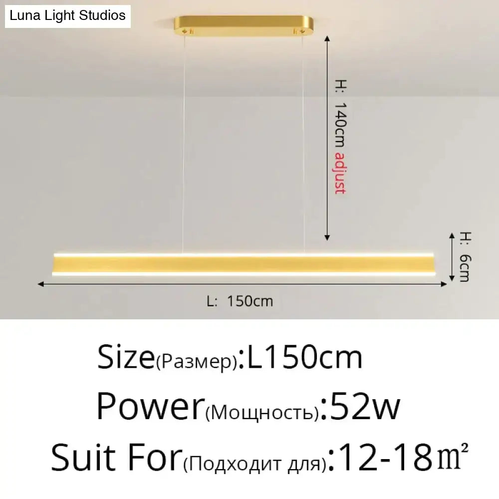 Modern minimalist led gold-colored rectangular pendant light with sleek design for dining room by Salix V pendant