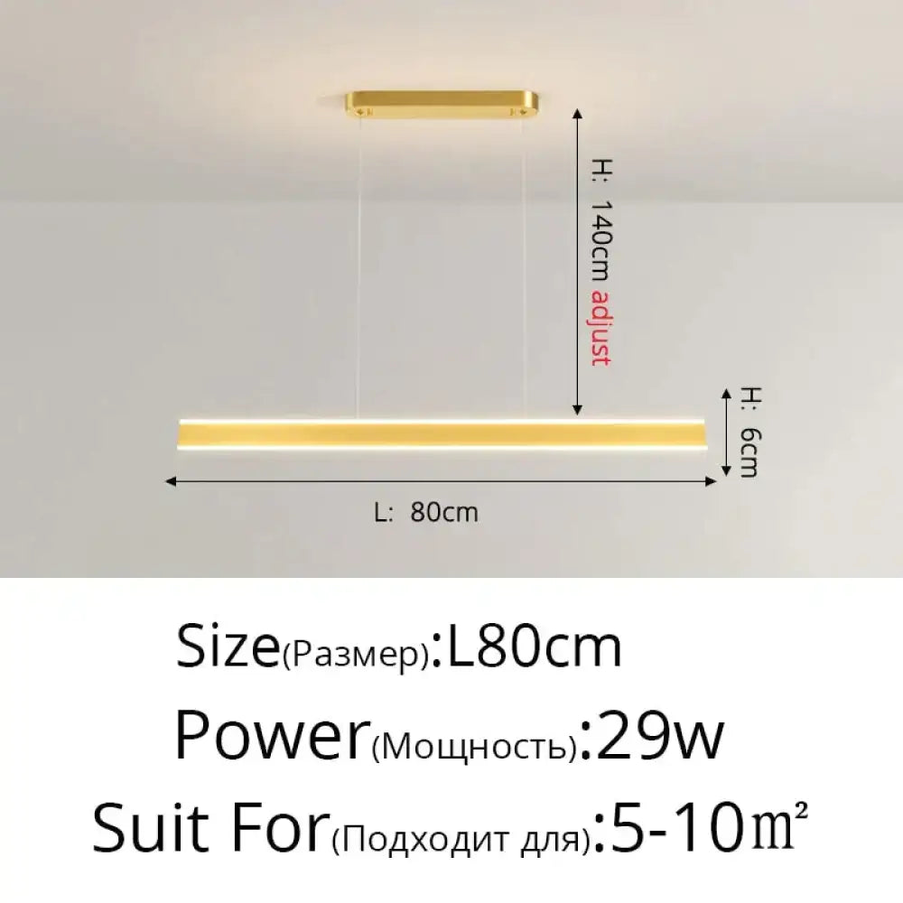 Modern minimalist led black pendant light with gold-finished rectangular led and adjustable height for dining room