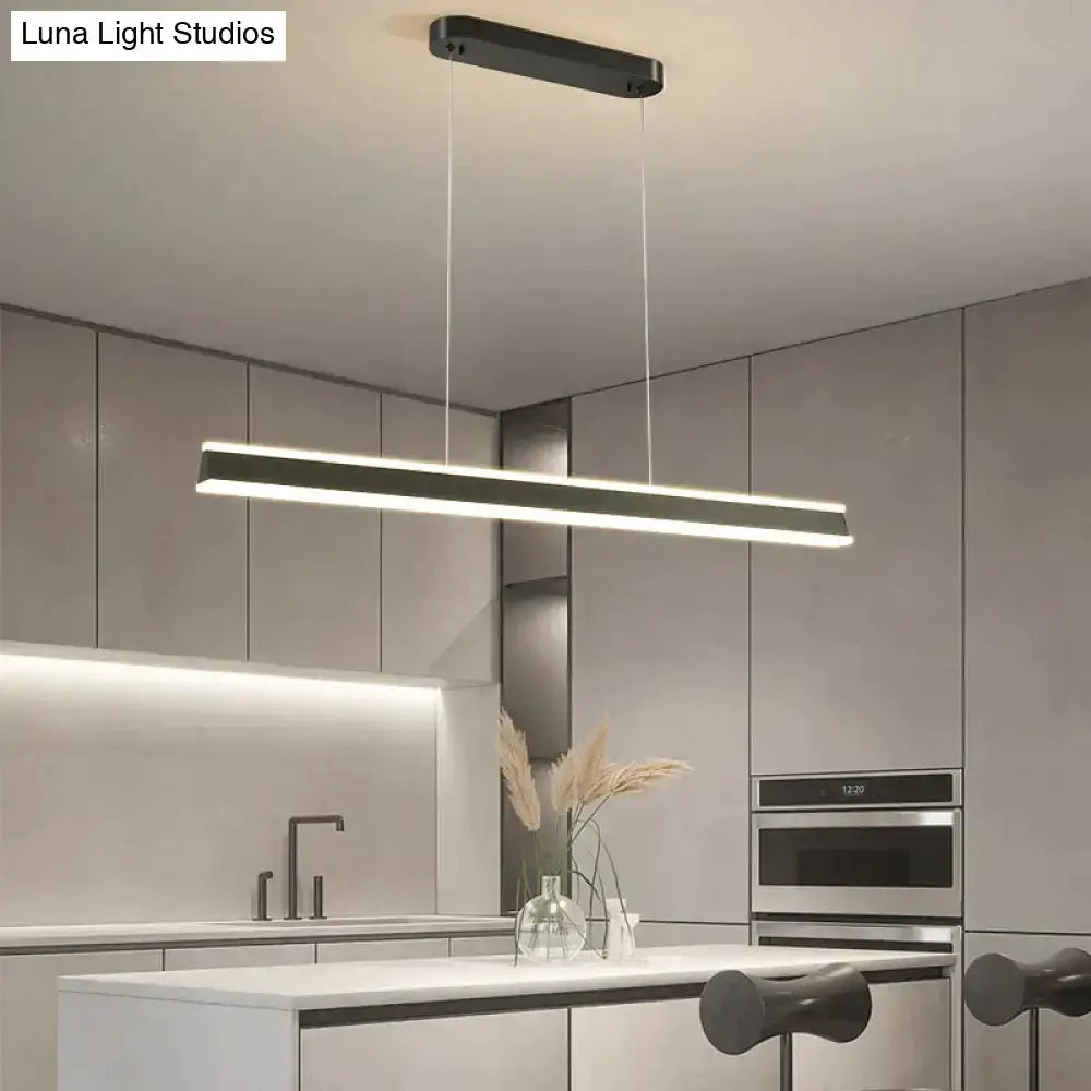 Modern minimalist led black pendant light with sleek rectangular design and integrated leds for dining room lighting