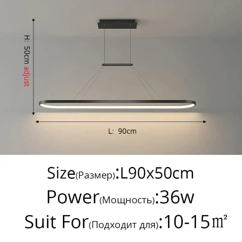 Modern minimalist led black pendant light with matte finish and integrated led strip lighting for dining room use