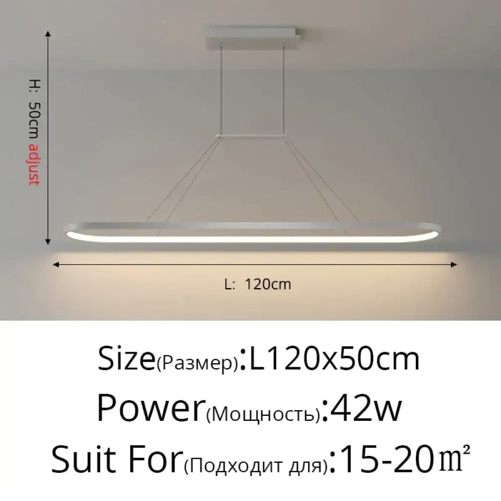 Modern minimalist led black pendant light with sleek rectangular white design and adjustable height for dining room
