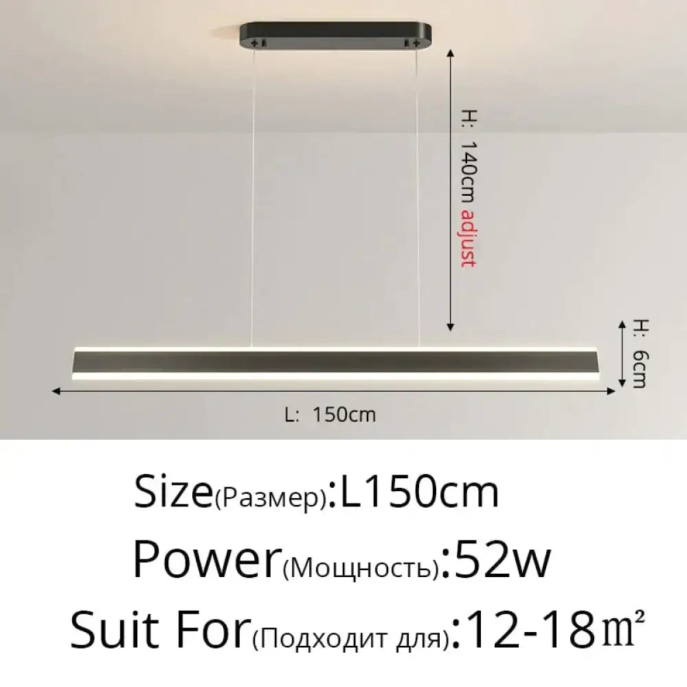 Modern minimalist led black pendant light with sleek rectangular fixture and white panel for dining room use