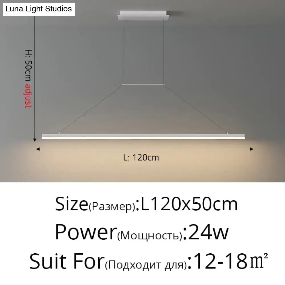 Modern minimalist led black pendant light with adjustable height and sleek design for dining room illumination