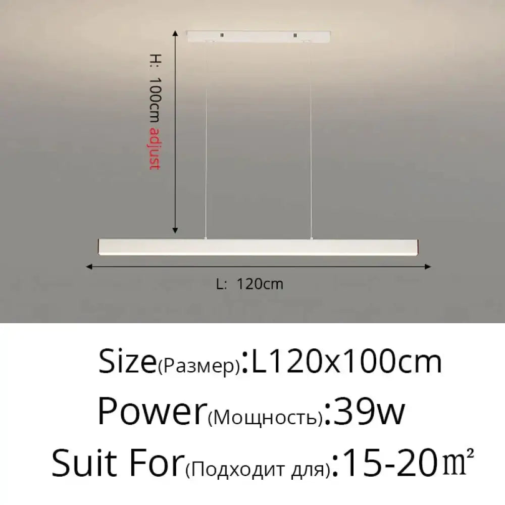 Modern minimalist led black pendant light with adjustable height and sleek linear design for dining room lighting