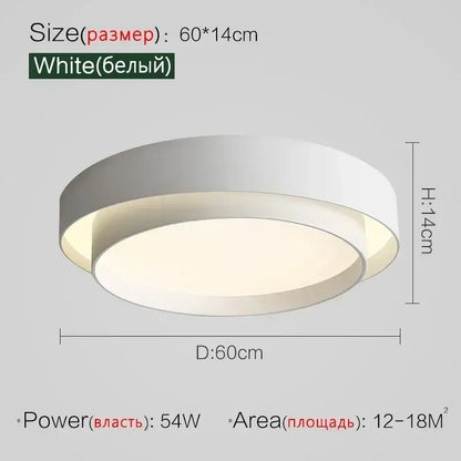 Modern minimalist led ceiling light in white with a smooth matte finish for bedroom lighting