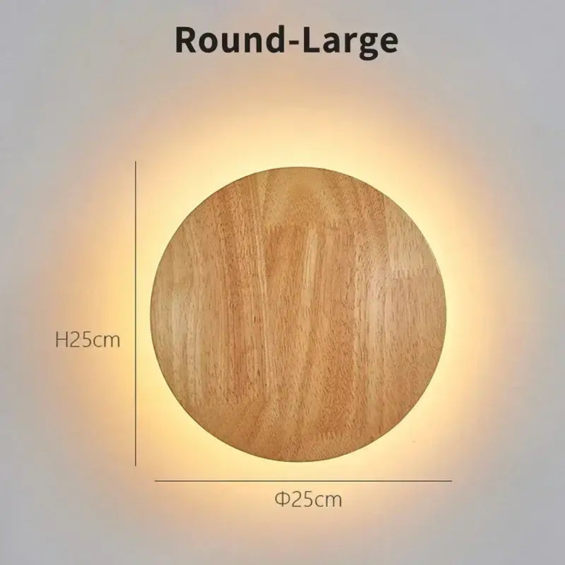 Round wooden wall lights with warm glowing led wooden wall light and natural wood grain finish for living room decorbites decor