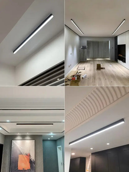 Modern minimalist linear led ceiling lamp with sleek black frame and bright white illumination for living room decorbites ceiling lamp