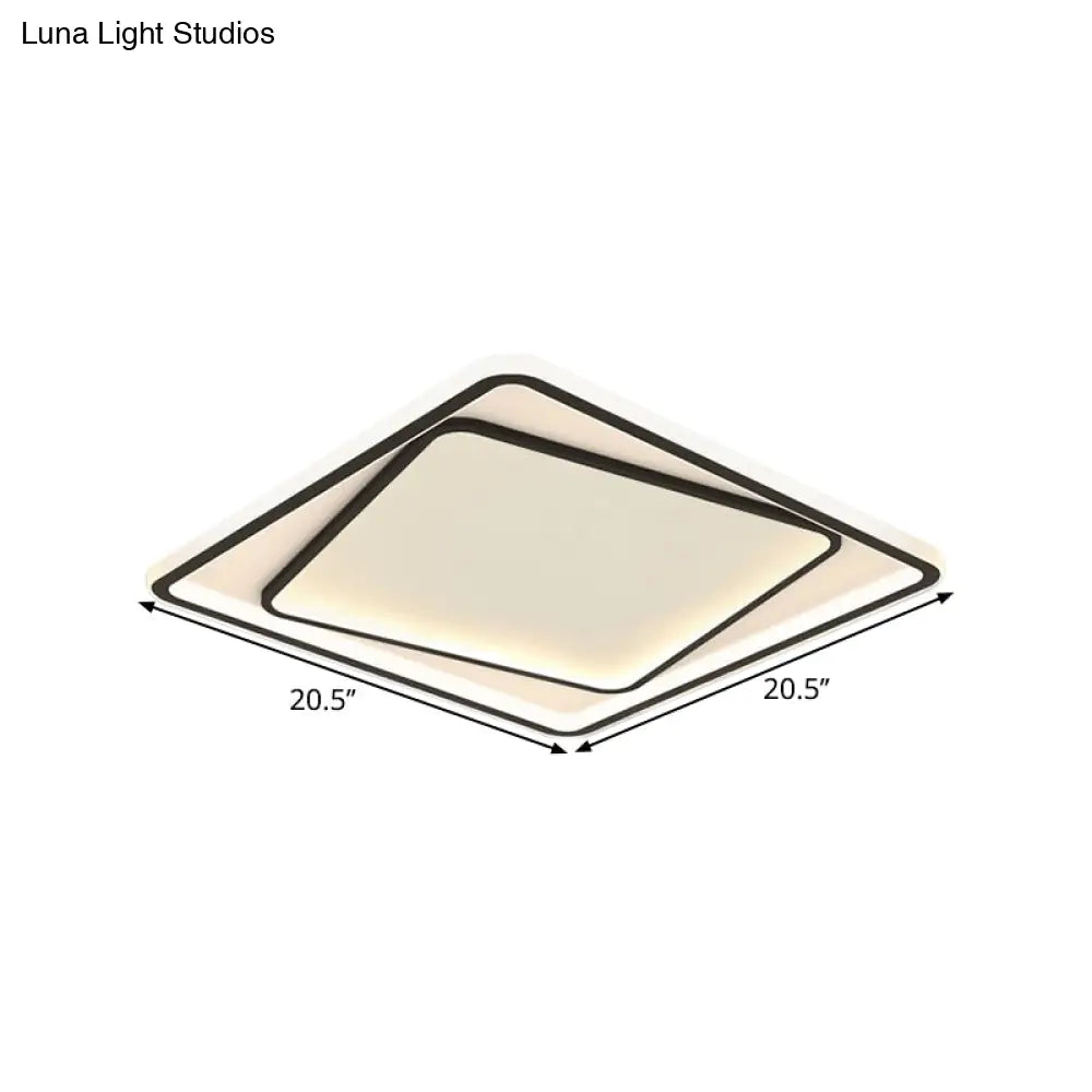 DecorBites™ DecorBites™ Modern Minimalist Metal LED Bedroom Flush Mount Light in Black - 16.5"/20.5" Width (Customizable in 7 Days)