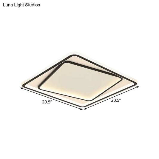 DecorBites™ DecorBites™ Modern Minimalist Metal LED Bedroom Flush Mount Light in Black - 16.5"/20.5" Width (Customizable in 7 Days)