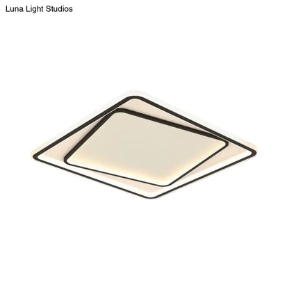 DecorBites™ DecorBites™ Modern Minimalist Metal LED Bedroom Flush Mount Light in Black - 16.5"/20.5" Width (Customizable in 7 Days)