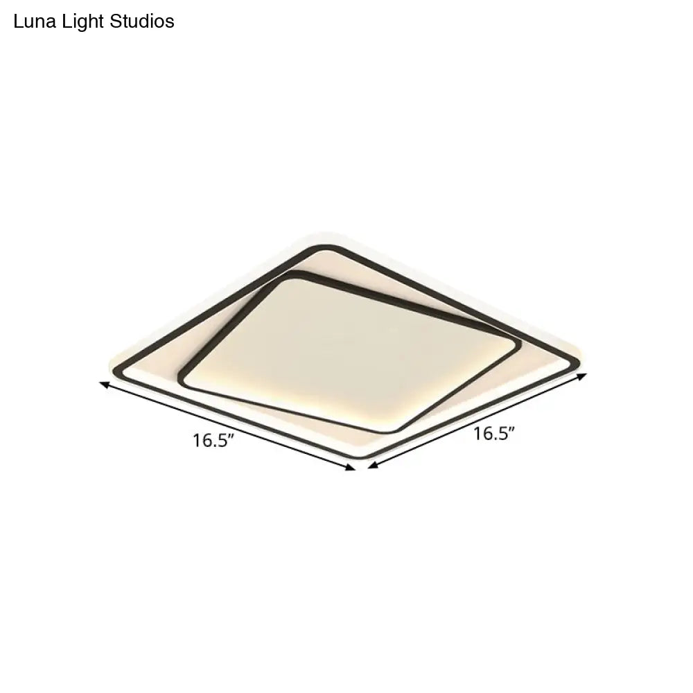 DecorBites™ DecorBites™ Modern Minimalist Metal LED Bedroom Flush Mount Light in Black - 16.5"/20.5" Width (Customizable in 7 Days)