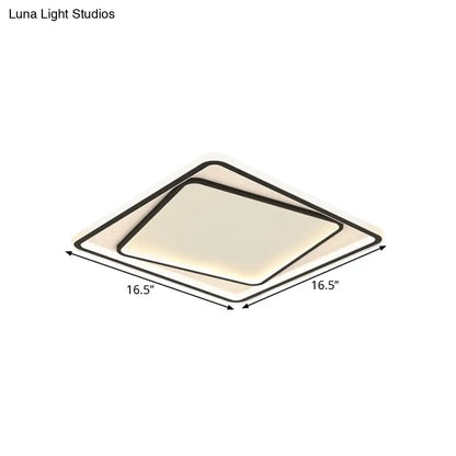 DecorBites™ DecorBites™ Modern Minimalist Metal LED Bedroom Flush Mount Light in Black - 16.5"/20.5" Width (Customizable in 7 Days)