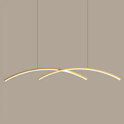 DecorBites™ sleek black gold LED island light fixture with metal line art hanging design for dining room