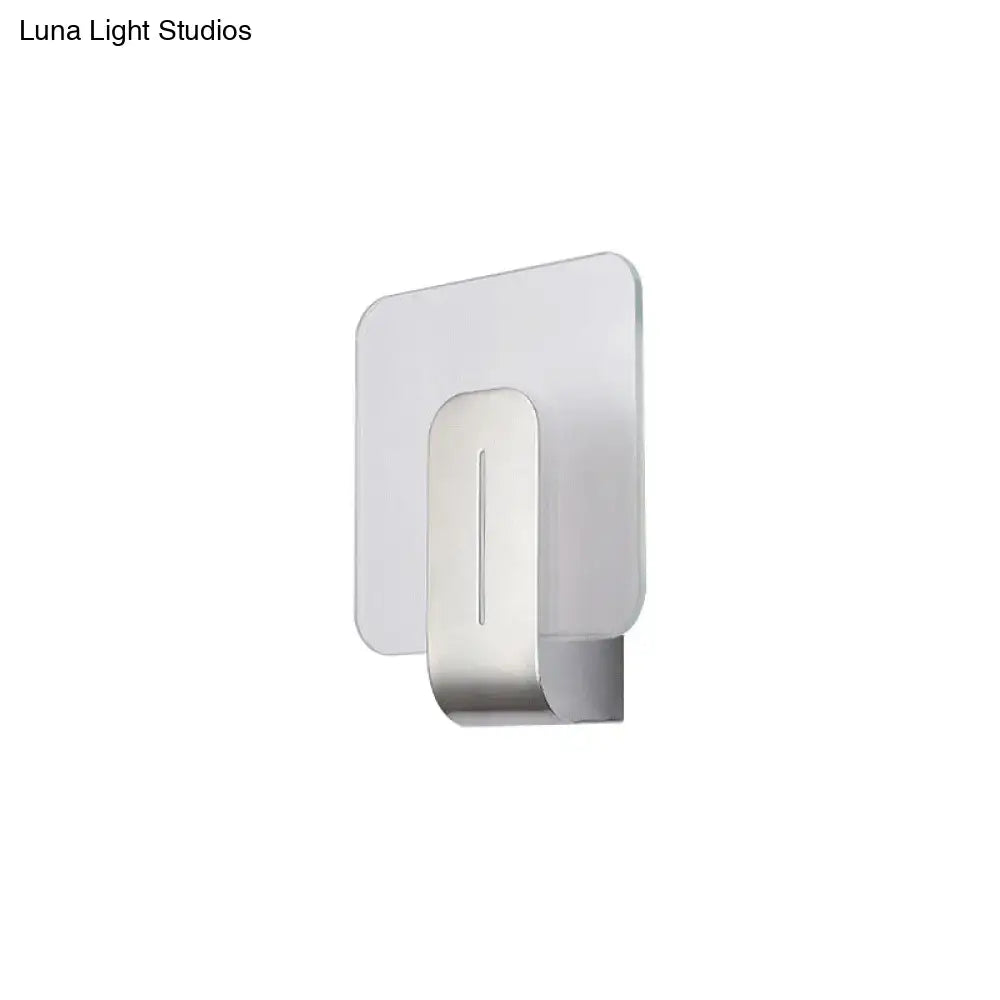 Modern minimalist nickel bathroom wall sconce with frosted glass shade and sleek metallic accent wall lamp