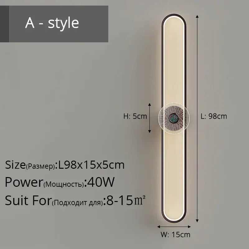 Modern minimalist silver decorbites led strip wall light with a sleek black frame and warm white illumination for living room decor