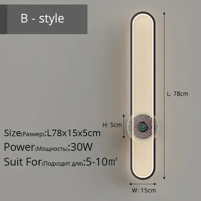 Modern minimalist silver decorbites led strip wall light with warm white led and dark metallic frame for living room decor