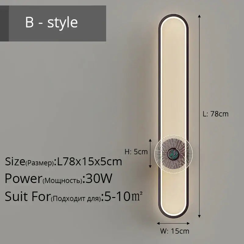 Modern minimalist silver decorbites led strip wall light with warm white led and dark metallic frame for living room decor