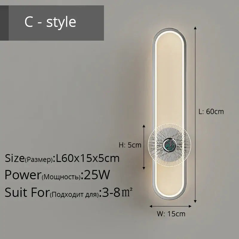 Modern minimalist silver decorbites led strip wall light with a brushed metallic frame and warm white illumination for living room
