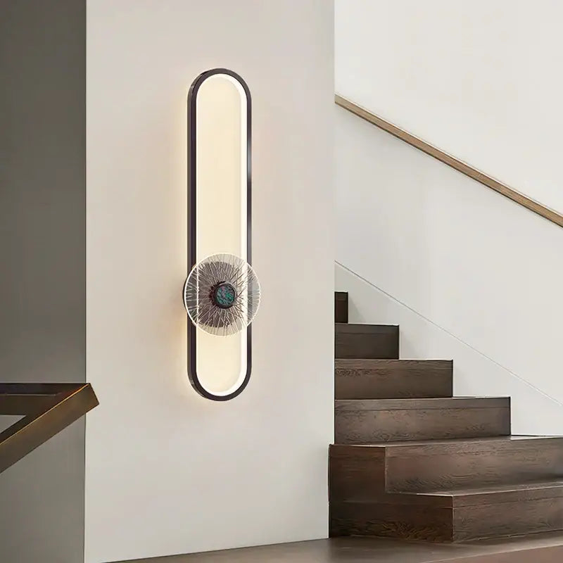Modern minimalist silver led strip wall light with sleek black frame and illuminated radial accent for living room decorbites led strip